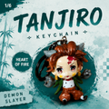 Tanjiro chibi anime keychain front view with premium detailing and metal keyring attachment
