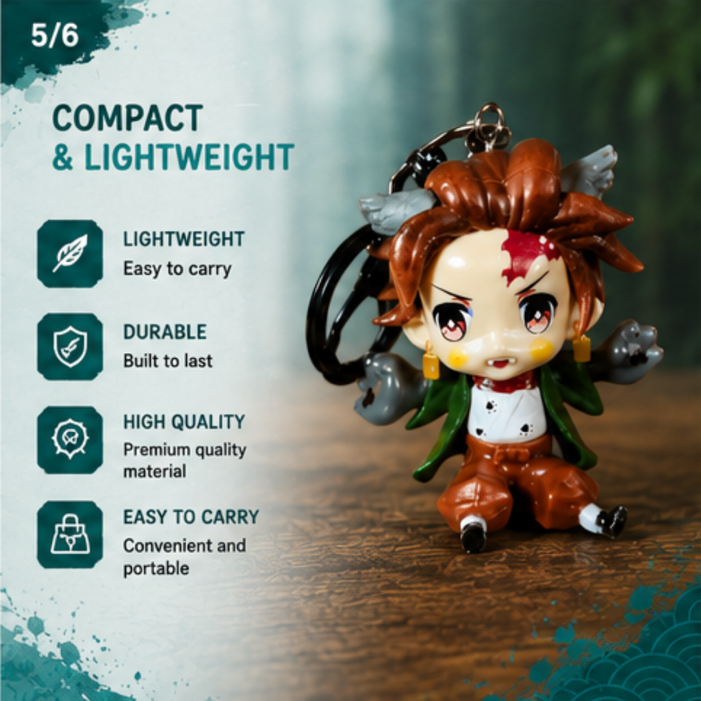 Lightweight Tanjiro anime bag charm keychain designed for daily use and easy carrying