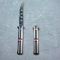 Uchiha clan foldable knife with black design and red anime accents